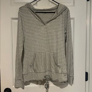 GapBody Women’s Grey Stripe Modal Pullover Hoodie (Size S)